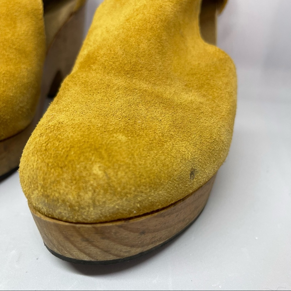Free People Womens Yellow Taupe Suede Cedar Clog Shoes Size US 7/ 37 - Picture 10 of 15